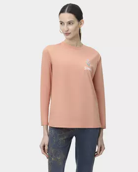 Хлопковый лонгслив с цветочным принтом