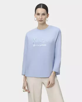 Хлопковый лонгслив с цветочным принтом