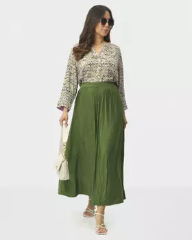 Юбка из ткани с крэш-эффектом и с эластичным поясом