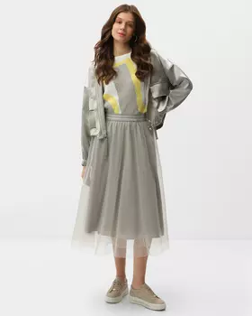 Юбка миди с эластичным поясом и металлическими стразами