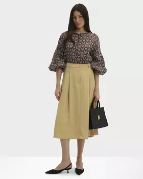 Юбка миди со складками и эластичным поясом