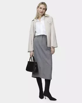 Юбка миди в тонкую белую полоску