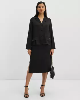 Юбка прямого силуэта из плотного вискозного сатина