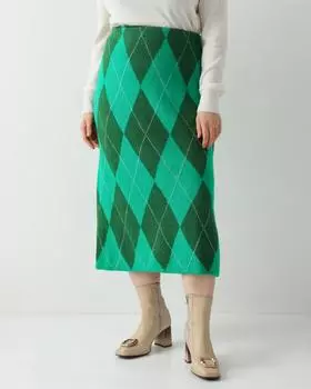 Трикотажная юбка-миди с узором аргайл