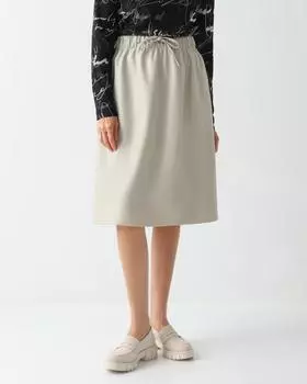 Юбка из экокожи с эластичным поясом на кулиске