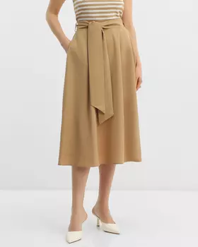 Юбка полусолнце из лиоцелла и льна с широким поясом