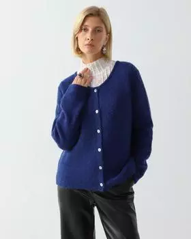 Кардиган гладкой вязки с шерстью в составе