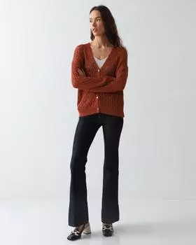 Ажурный кардиган с вискозой в составе, декорированный металлизированной нитью