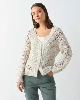 Ажурный кардиган с застежкой на пуговицы