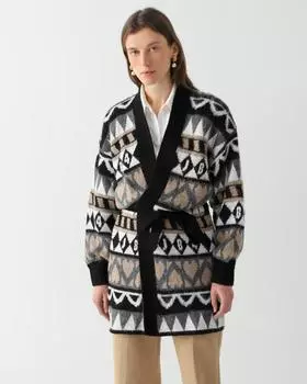 Удлиненный кардиган из трикотажа с шерстью в составе