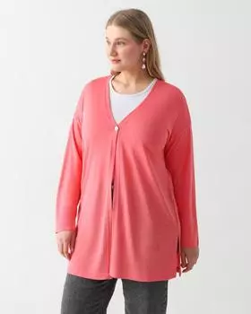 Кардиган из приятного трикотажа с V-образным вырезом