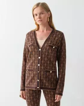 Кардиган, р. 50, цвет Коричневый/бежевый