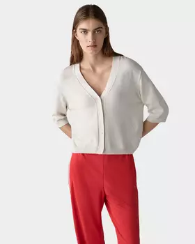 Кардиган с V-образным вырезом и укороченными рукавами длиной 1/2