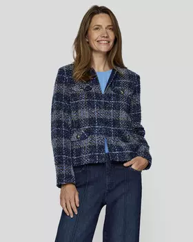 Клетчатый жакет с накладными карманами