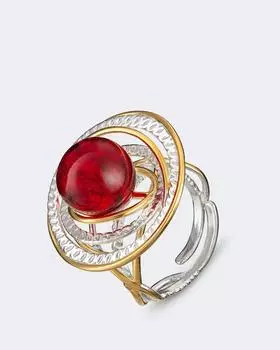 Кольцо из серебра с янтарем, р. Безразмера, цвет Без цвета