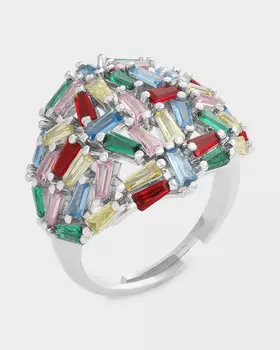 Кольцо с разноцветными фианитами