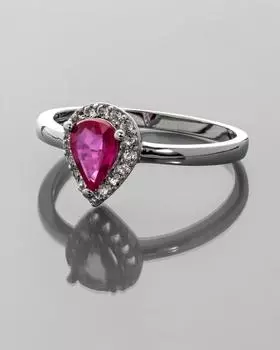 Кольцо с родиевым покрытием и корундом