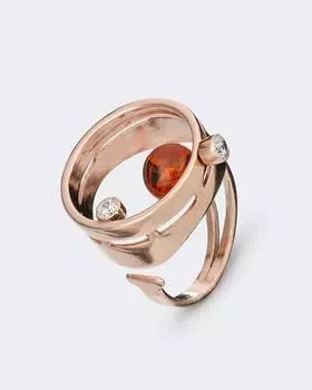 Кольцо-сфера с янтарем