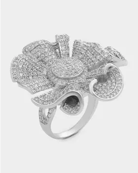 Кольцо в виде цветка с фианитами