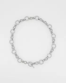 Колье-цепь с фантазийными звеньями и застежкой тогл