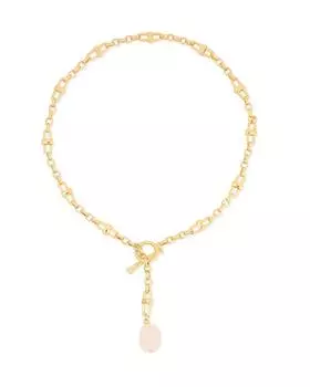 Колье-цепь с розовым кварцем