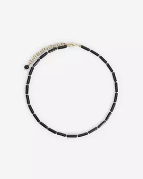 Лаконичное колье с натуральными агатами и покрытием родием