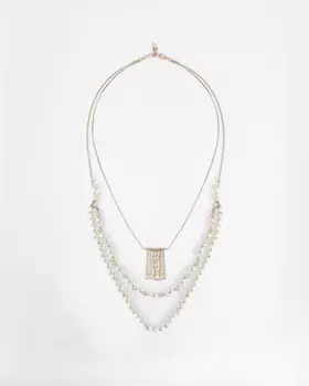 Многослойное колье с подвеской