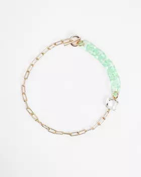 Колье из комбинации материалов и вставкой из стекла