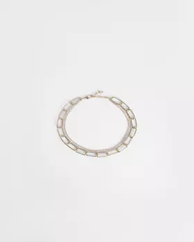 Двуслойное колье-цепь золотистого цвета