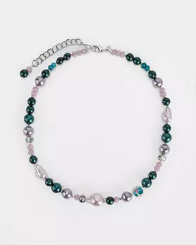 Колье с натуральным агатом и барочным жемчугом Майорка