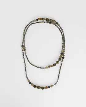 Колье с натуральными камнями и хрустальным стеклом