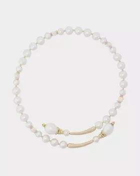 Колье с жемчугом Майорка на мемори-тросе