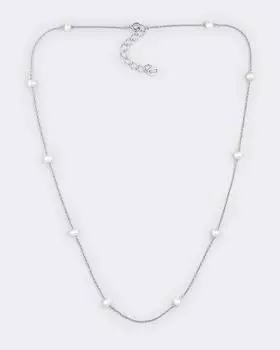 Колье серебряное с жемчугом, р. Безразмера, цвет Без цвета