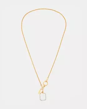 Колье золотистого цвета из латуни с жемчугом