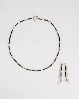 Комплект из удлиненного колье и серег-подвесок