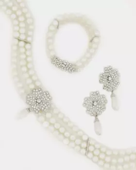 Комплект: колье, браслет и серьги с искусственным жемчугом