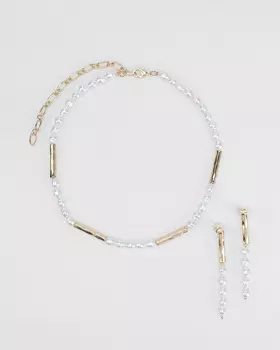 Комплект: колье с жемчугом и серьги