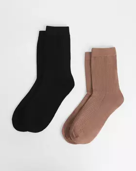 Комплект носки женские 2 пары, р. 36, цвет Черный/бежевый