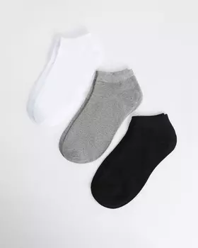 Комплект носки женские 3 пары, р. 39, цвет Черный/белый/серый меланж