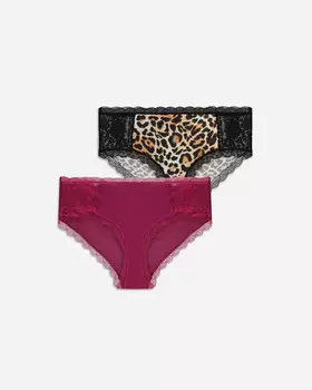 Комплект трусы 2 шт, р. XL, цвет Фиолетовый/принт леопард