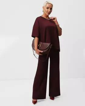 Костюмные брюки свободного кроя из скубы