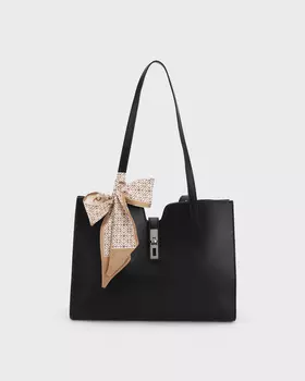 Кожаная сумка со съемным декором – платком