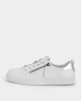 Кожаные кеды на шнуровке и молнии