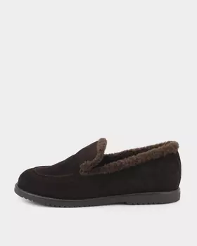 Кожаные лоферы на подкладке из меха тедди