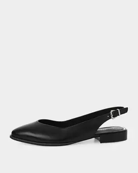 Кожаные туфли-слингбэки на ремешке с пряжкой и эластичной вставкой