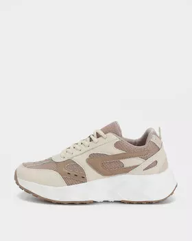 Кроссовки из кожи и текстиля на утолщенной подошве