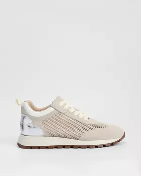 Кроссовки из натуральной замши, кожи и текстиля с функциональной шнуровкой