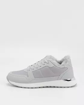 Кроссовки с подкладкой из искусственного меха с рельефной подошвой в тон