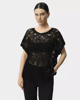 Кружевной пуловер с коротким рукавом