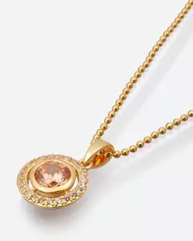 Кулон с крупным цирконом цвета шампань